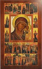 Казанская икона Божией Матери с клеймами Повести митрополита Ермогена о явлении иконы